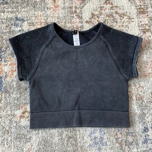 Gray cropped workout top